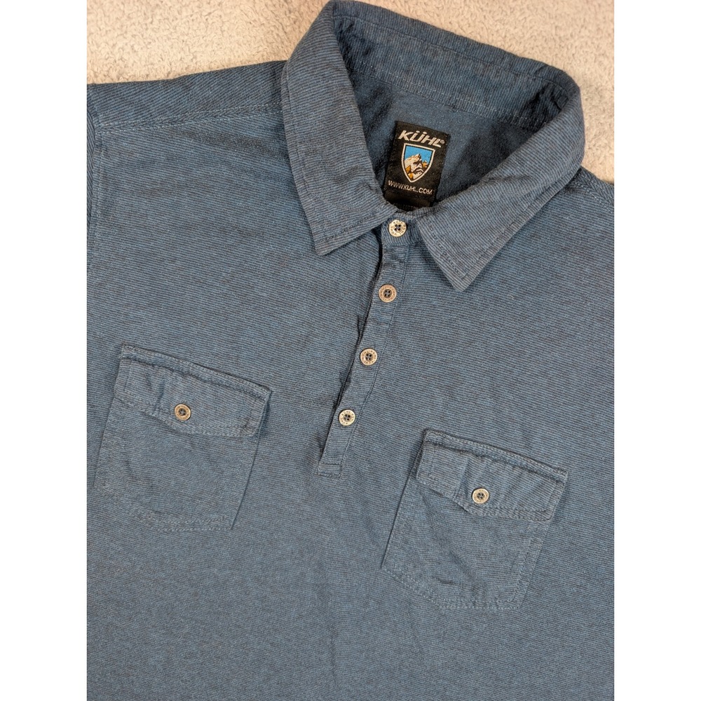 Kuhl Mens Blue Heathered Short Sleeve Polo Shirt Size M RN‎ 108846